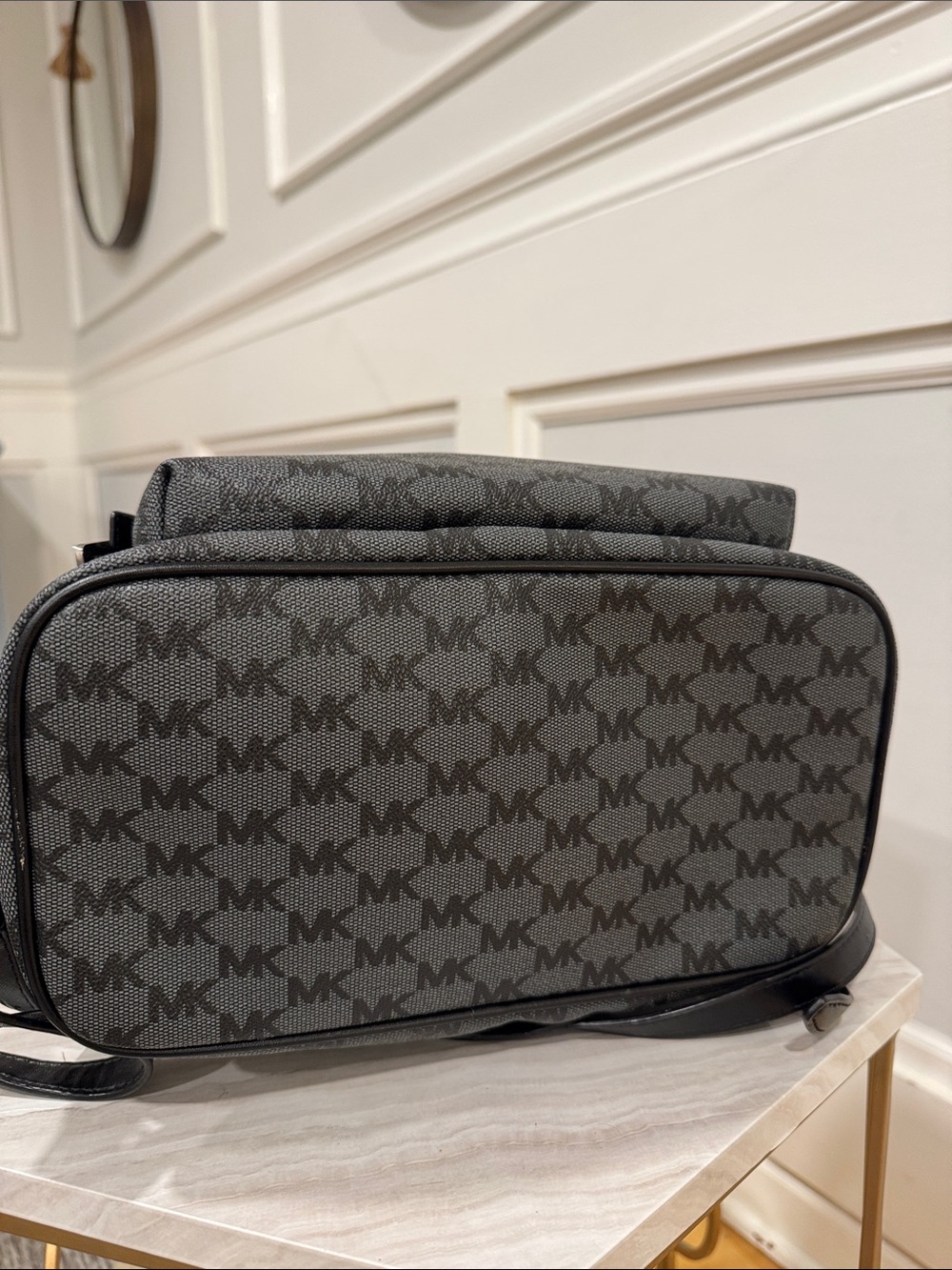 Michael Kors Bag Jet Set MK Logo Black Gray Backpack - Picture 8 of 17